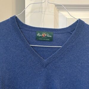 Alan Paine Men's V-Neck Cashmere Sweater - Blue